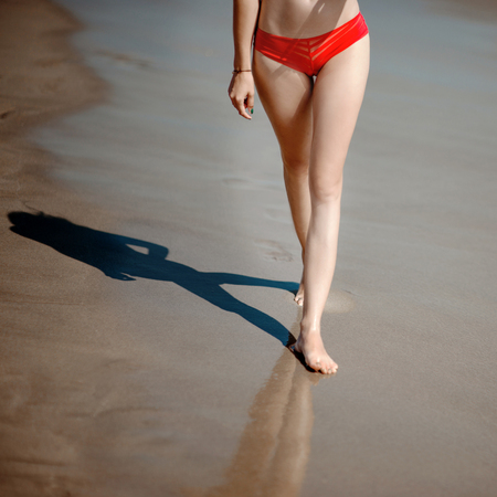 beautifull girl in underwea on the beachの写真素材