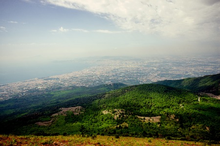 Naples panorama cityscape view from Vesuvius volcanoの写真素材