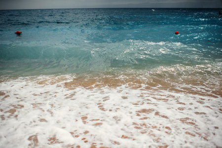 Stormy waves on the Adriatic sea at the evening