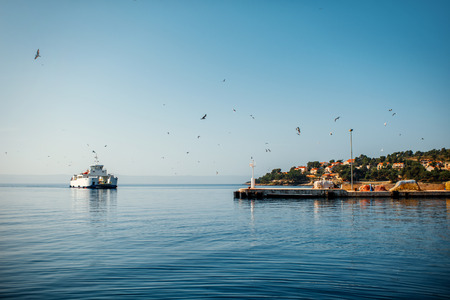 Ferry near the coast of Brac island in Croatiaの写真素材