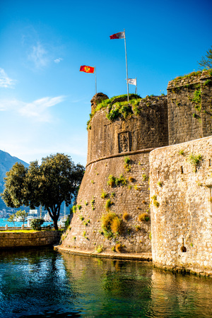Old Fortess with river in Kotor city, Montenegroの写真素材