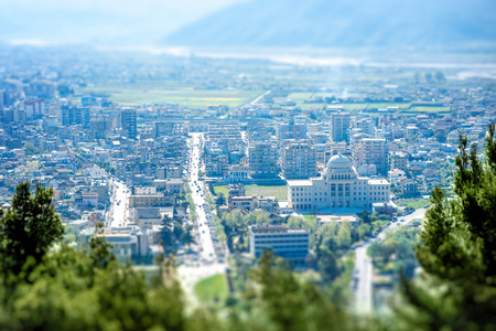 Modern part of Berat city with University in Albania. Top viewの写真素材