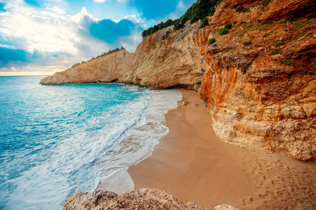 Porto Katsiki beach on Lefkada island in Greeceの写真素材