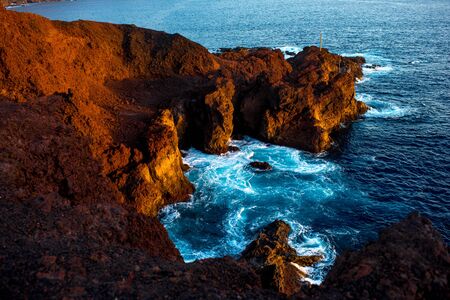 Mountain range near the cape of Teno on the nortwestern part of Tenerife islandの写真素材