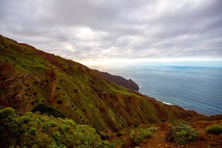 Rocky coastline on the western part of La Gomera island near Arguamul village in Spainの写真素材