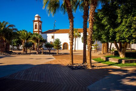 Old church in Antigua village on the central part of Fuerteventura island in Spainの写真素材