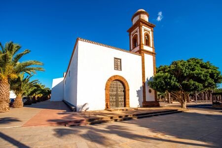 Old church in Antigua village on the central part of Fuerteventura island in Spainの写真素材