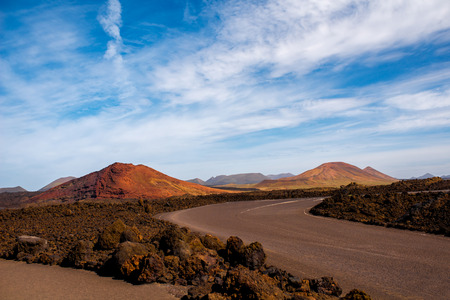 Volcanic landscape near Los Hervideros capes on Lanzarote island in Spainの写真素材