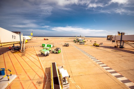 LA PALMA ISLAND, SPAIN - SIRCA JANUARY 2016: Local airline Binter Canarias on La Palma airport. Binter Canarias is an small airline based in Telde, Gran Canaria, Spainのeditorial素材