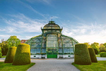 VIENNA, AUSTRIA - CIRCA APRIL 2016: Palmenhaus in Schonbrunn gardens in Vienna. This greenhouse is the largest botanical exhibits of its kind in the worldのeditorial素材