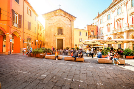 Bologna, Italy - May 24, 2016: Small Donato church on San Biagi square in Bologna old city centerのeditorial素材