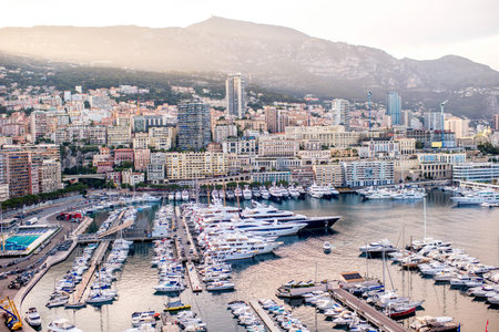 Cityscape view on the bay with luxury yachts on the french riviera in Monte Carlo in Monaco