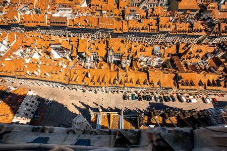 Beautiful aerial view on the old town with historical buildings in Bern city in Switzerlandの写真素材