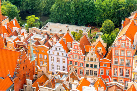 Aerial cityscape view on the old town of Gdansk in Poland