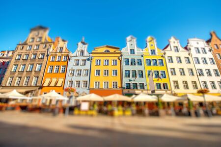 Beautiful colorful facades of the buildings in the old town of Gdansk, Polandの写真素材