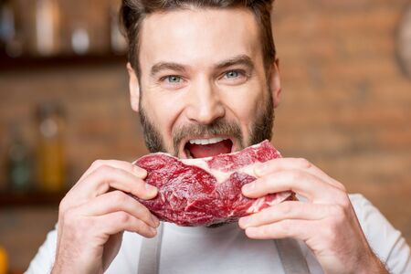 Man with meatの写真素材
