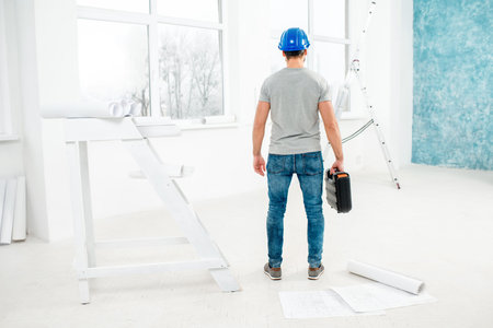Foreman or worker in the interior