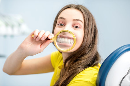 Womans toothy smile