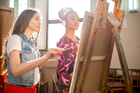 Students drawing at the universityの写真素材