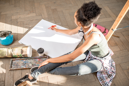 Student painting still lifeの写真素材