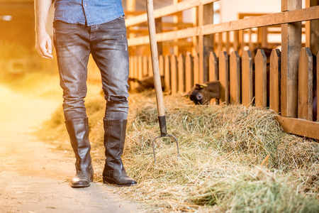 Farmer at the barnの写真素材