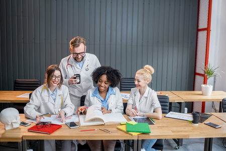 Group of medical students in the classroomの写真素材