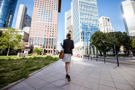 Businesswoman outdoors in the modern cityの写真素材