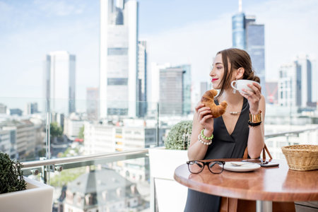 Businesswoman in Frankfurtの写真素材