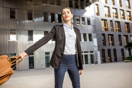 Portrait of a businesswoman outdoorsの写真素材