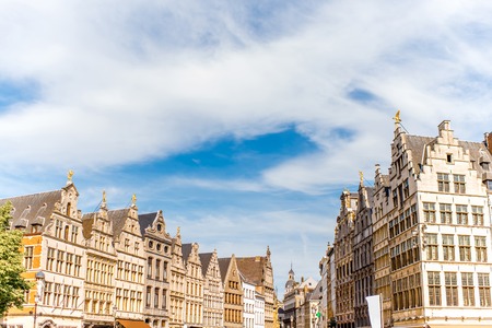 View on the beautiful buildings on the Grote Markt square in Antwerpen city in Belgiumの写真素材