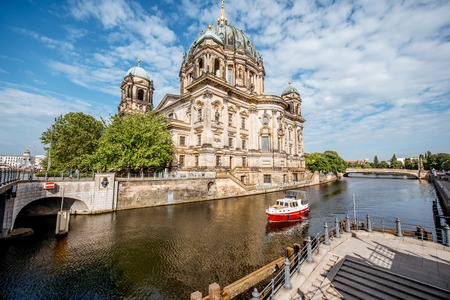 View on the famous Dom cathedral on the museum island during the morning in Berlin cityの写真素材
