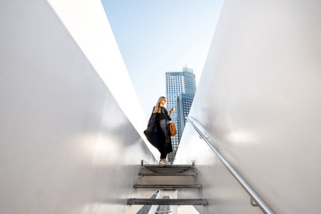 Woman in Rotterdam cityの写真素材