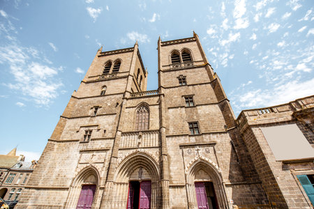 View on the saint Flour cathedral in Cantal region of France
