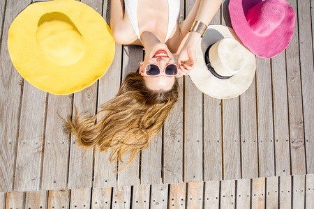 Woman at the swimming poolの写真素材