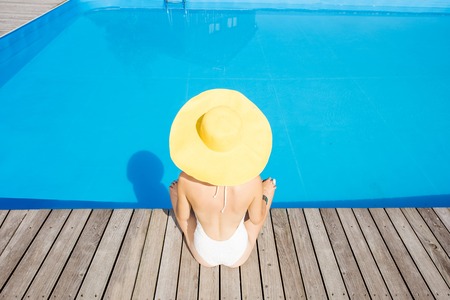 Woman at the swimming poolの写真素材