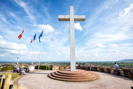 OBERNAI, FRANCE - July 26, 2017: Monument to the Malgre-Nous in Obernai town in Alsace region in Franceのeditorial素材