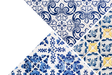 Beautiful collage of different traditional portuguese tiles called azulejos