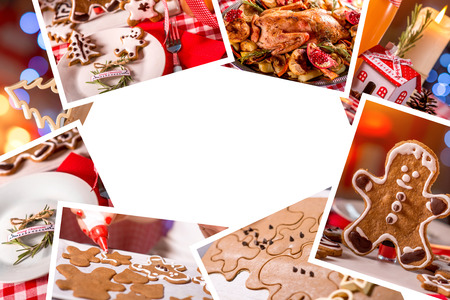 Collage of photos with beautiful Christmas decorationの写真素材