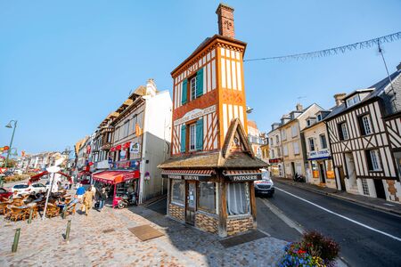 TROUVILLE, FRANCE - September 06, 2017: Street view with colorful buildings in Trouville, Famous french town in Normandyのeditorial素材