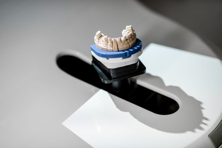 Scanning jaw model on the 3rd scanner in the laboratory, for the manufacture of dentures or...