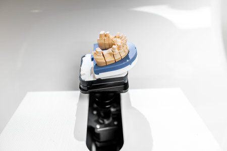 Scanning jaw model on the 3rd scanner in the laboratory, for the manufacture of dentures or implants, close-upの写真素材