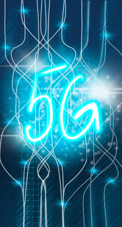 Sketch drawing background of 5G Global network technology