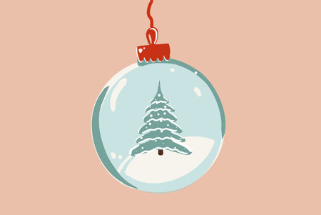 Vector illustration of a Christmas ball with Christmas tree on the backgroundのイラスト素材