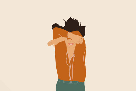 Portrait of woman lying and dreaming. Vector illustration
