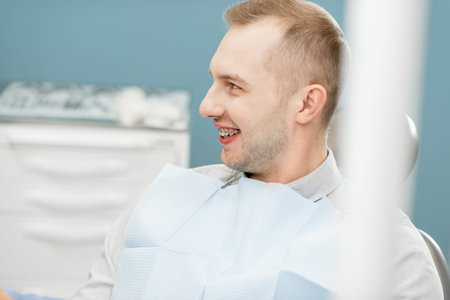 Man waiting for the doctor at the dental office