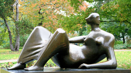 Bronze reclining figureの写真素材