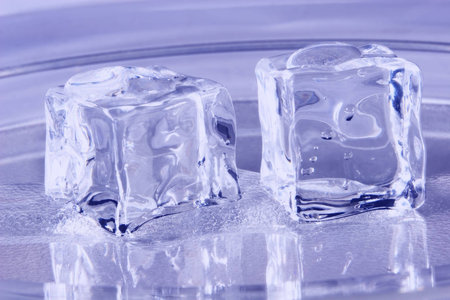 Blue Ice Cubes melting