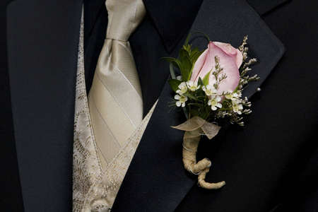 Tuxedo and boutineerの写真素材