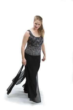 Blond woman in evening clothesの写真素材