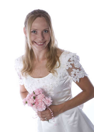 Young blond woman in wedding dressの写真素材